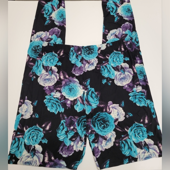 Infinity raine leggings floral black blue women's 2-12 OS cozy athleisure - Picture 4 of 6